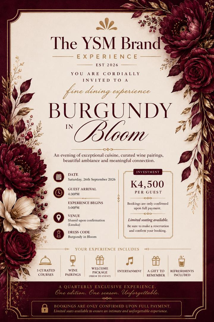 The YSM Brand Family Experience — exclusive monthly dinner club in Lusaka