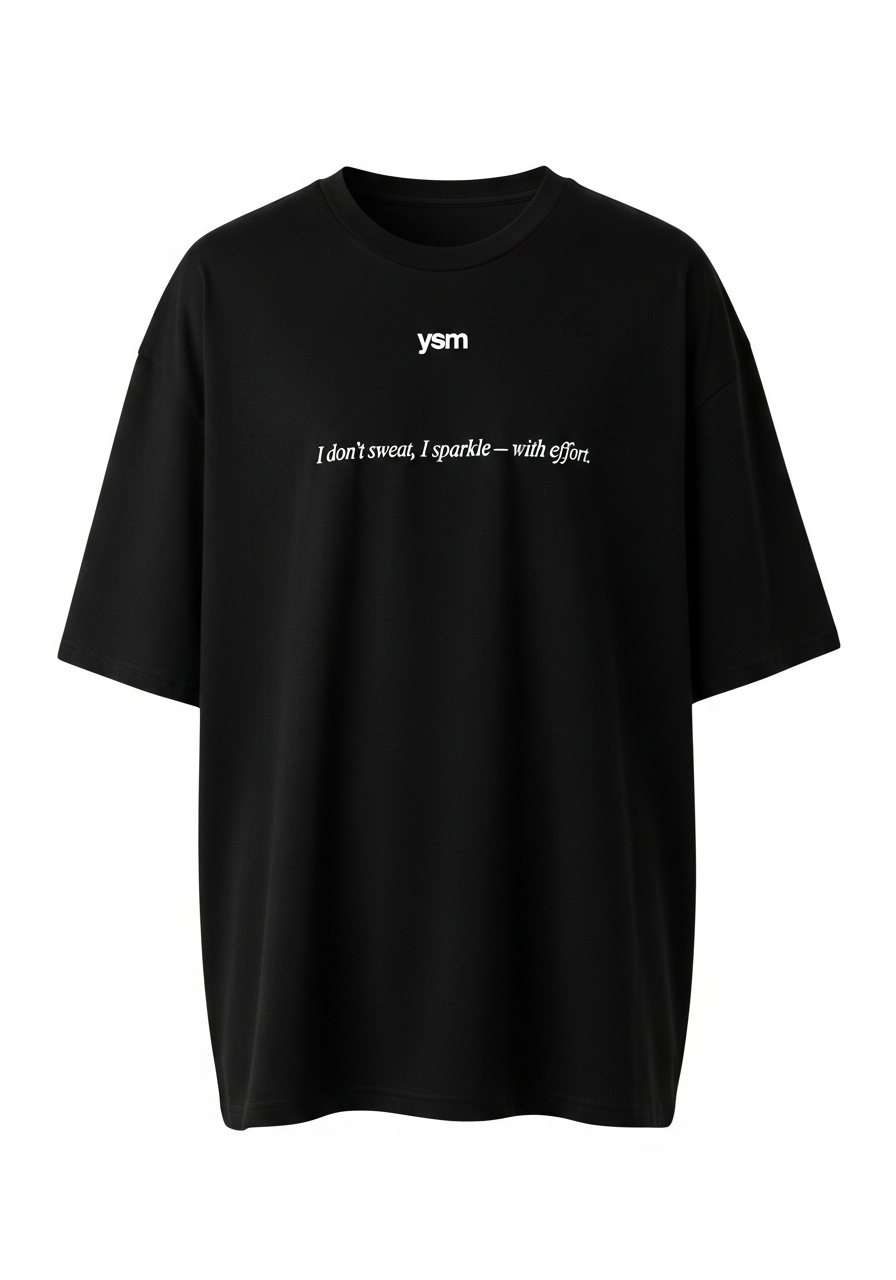 YSM black sparkle statement tee